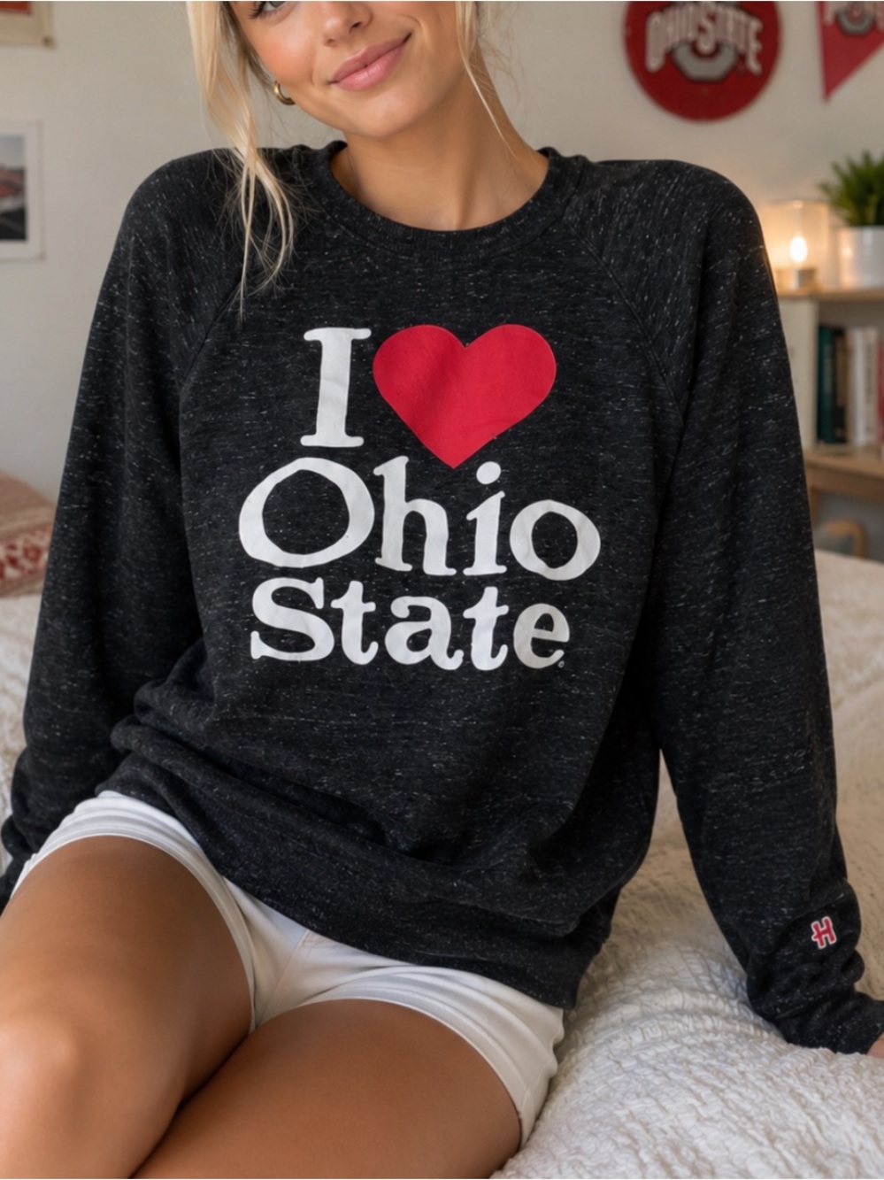 HOMAGE Black I Heart Ohio State Crewneck Sweatshirt Large unisex 54817